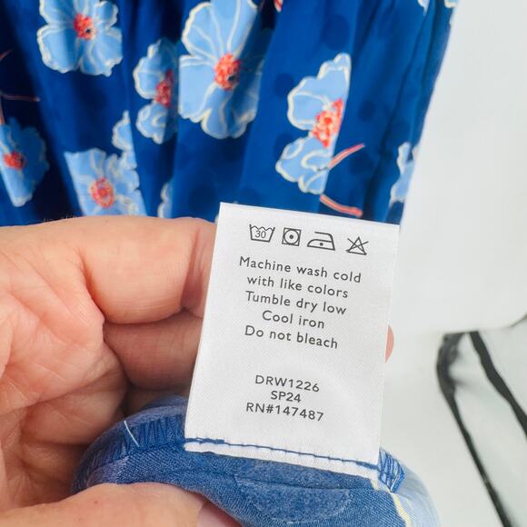 Draper James Blue Floral Tiered Long Sleeve Dress Size XL Romantic Bold - Picture 10 of 11